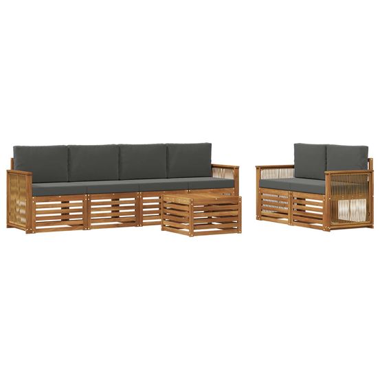 Ensemble de canapés d'extérieur 7 pc naturel et anthracite