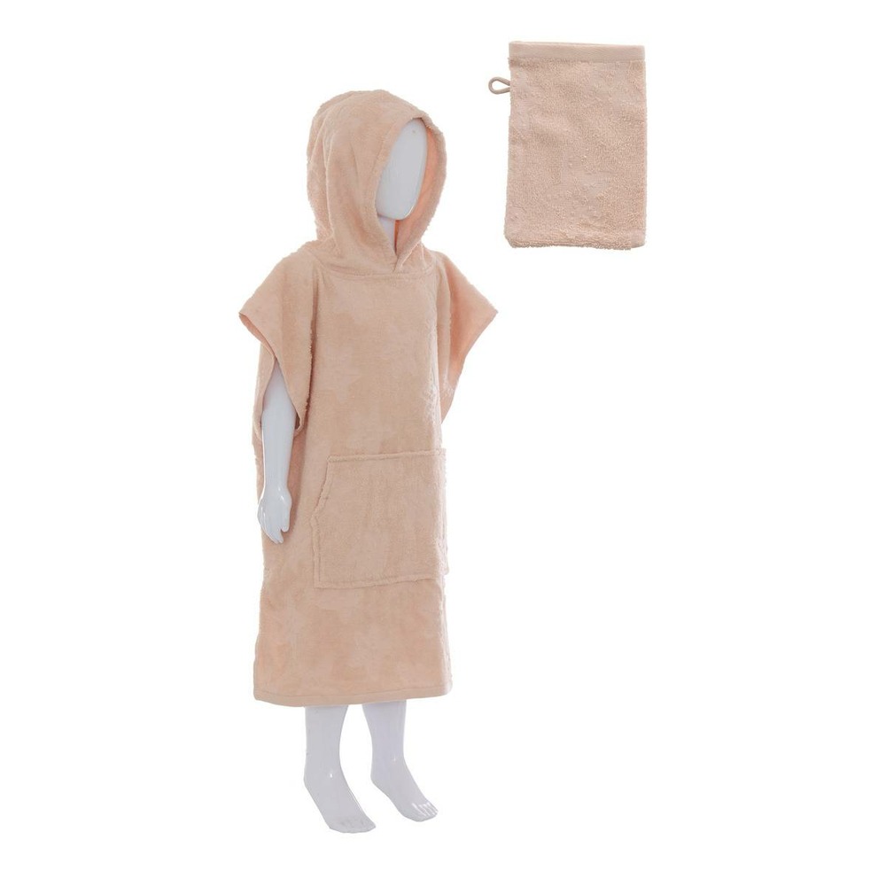 Set cape et gant de bain enfant orta 70x55 cm rose