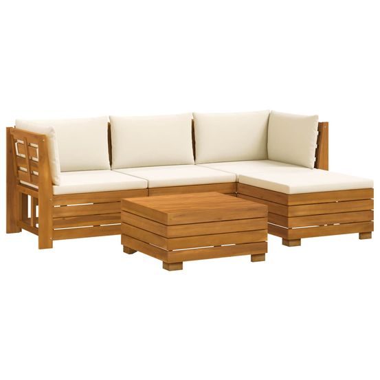 5 pc ensemble de canapés d'extérieur bois d'acacia massif