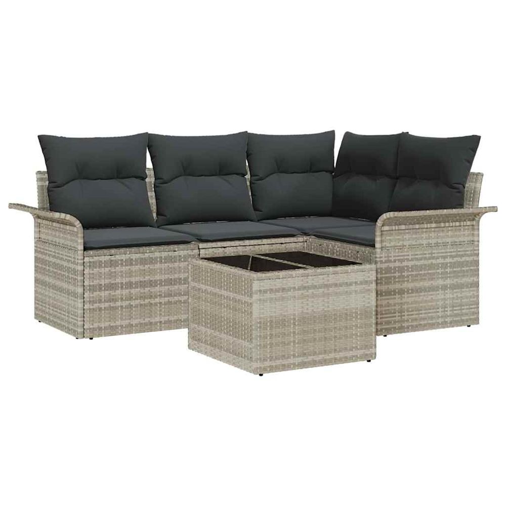 Ensemble de canapé de jardin 5 pc gris clair polyrotin