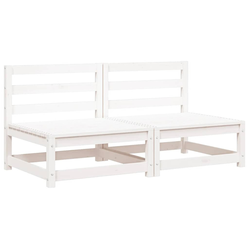 Canapés centraux de jardin 2 pcs blanc bois de pin massif