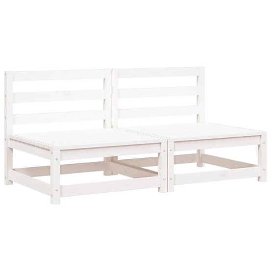Canapés centraux de jardin 2 pcs blanc bois de pin massif