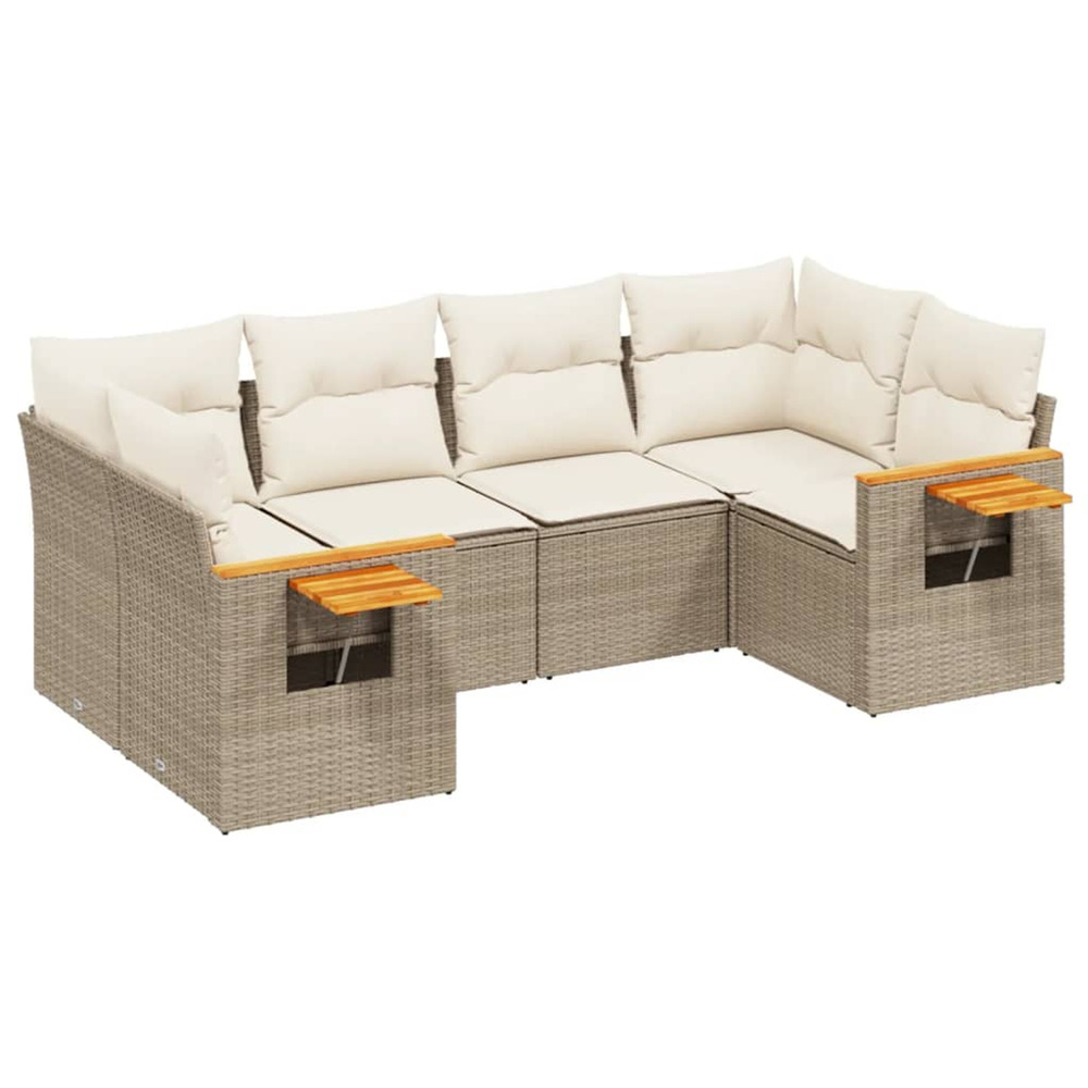 Salon de jardin avec coussins 6 pcs beige résine tressée