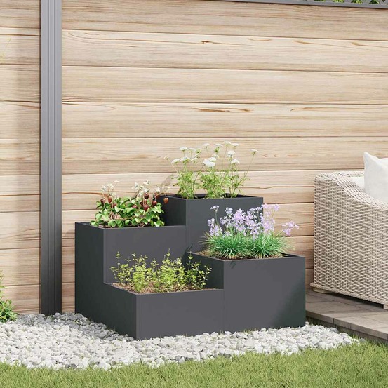 Cache-pot de jardin anthracite 80 x 80 x 60 cm acier