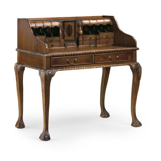 Bureau 10 tiroirs bronze bois marron - helvinia décoration d'autrefois