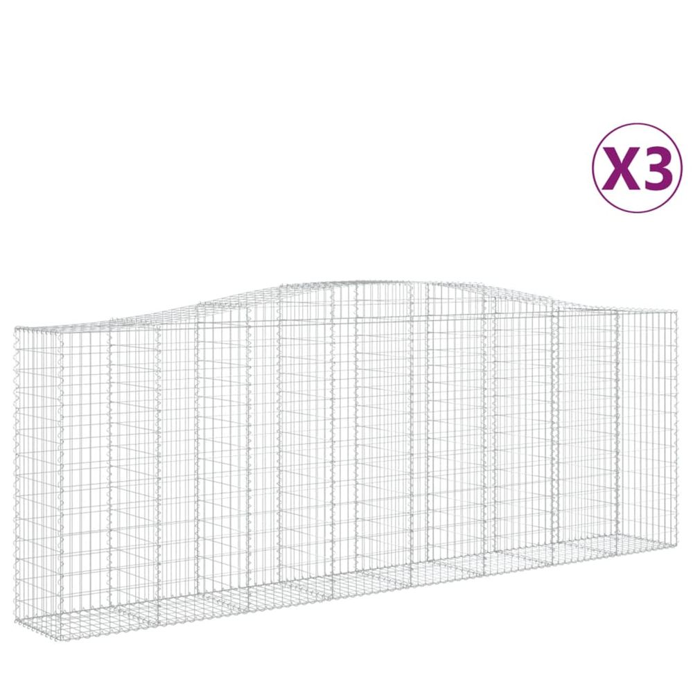 Paniers à gabions arqués 3 pcs 400x50x140/160 cm fer galvanisé