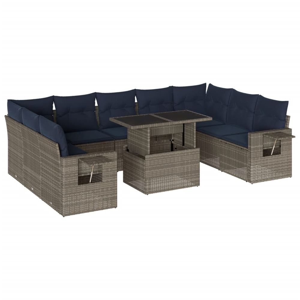 Ensemble de canapé de jardin 10 pcs avec coussins gris