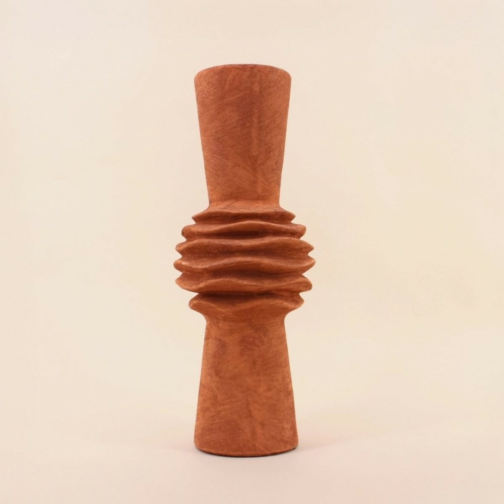 Vase en grès effet pierre terracotta 47 cm