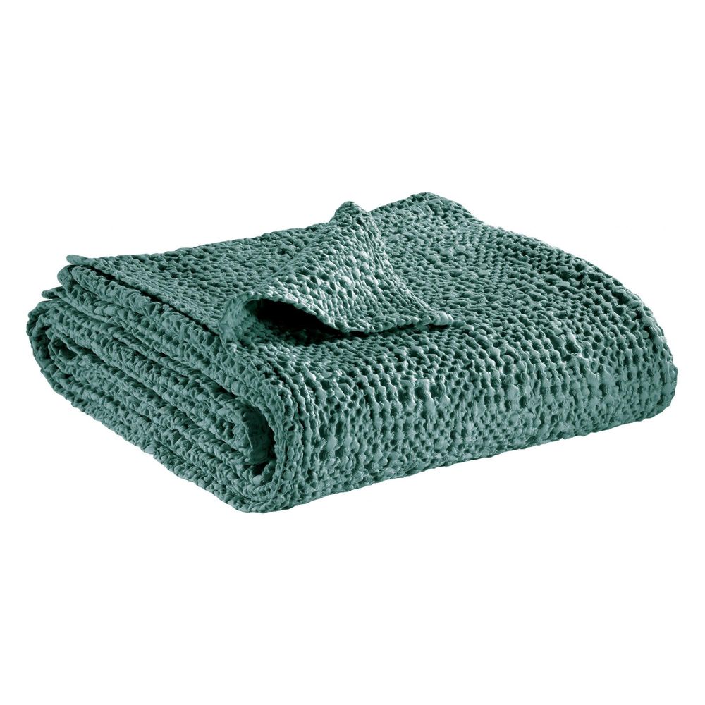 Jeté stonewashed tana vert de gris 260 x 260 cm