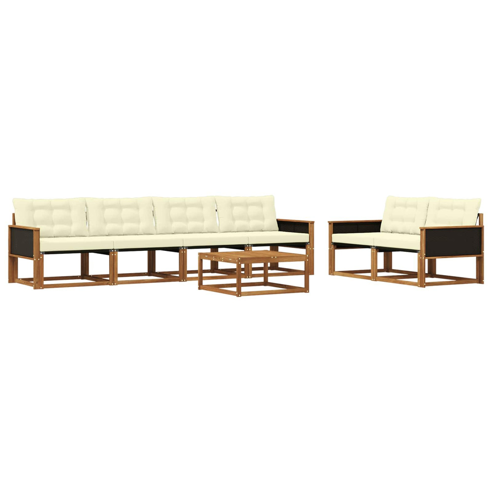 Ensemble de canapés d'extérieur 7 pcs naturel et crème