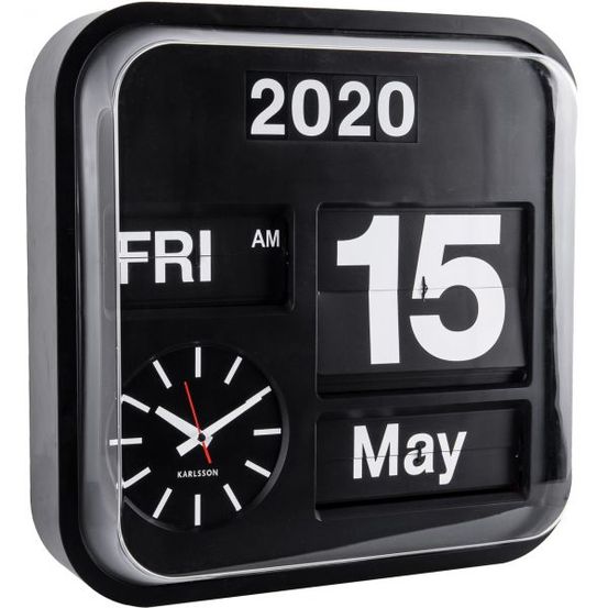 Horloge vintage big flip 43 cm noir