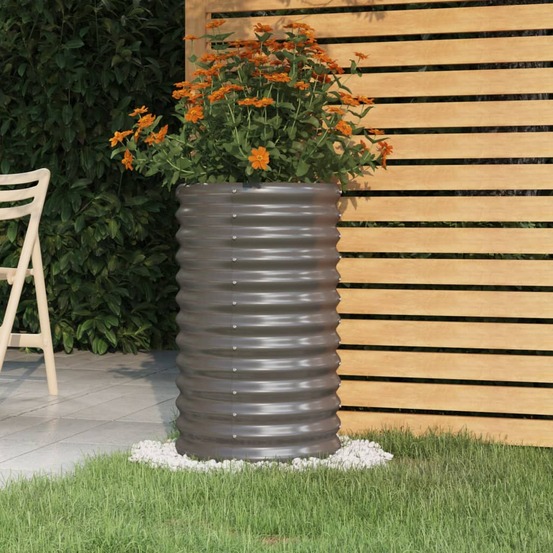 Jardinière de jardin acier galvanisé 40x40x68 cm gris