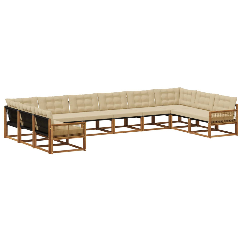 Ensemble de canapés d'extérieur 10 pcs naturel et beige