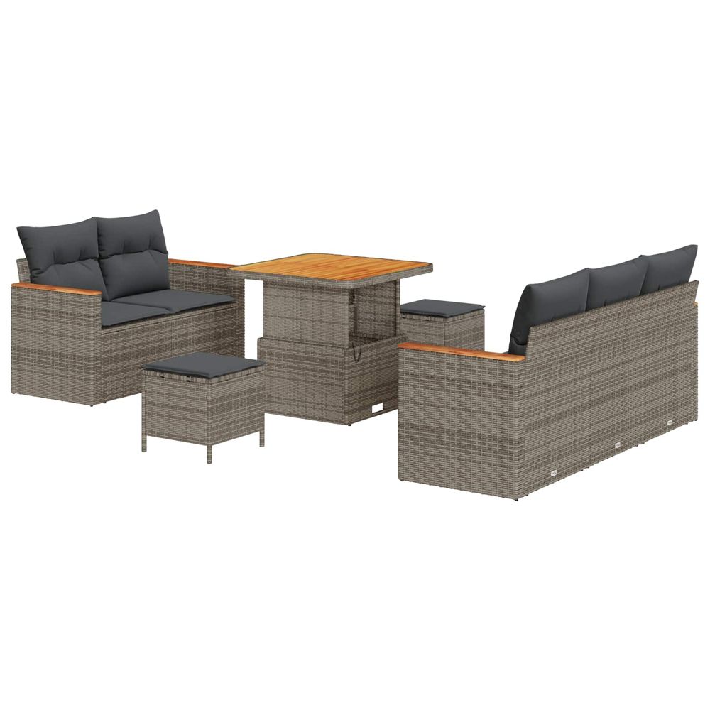 Ensemble de canapé de jardin 8 pc gris polyrotin