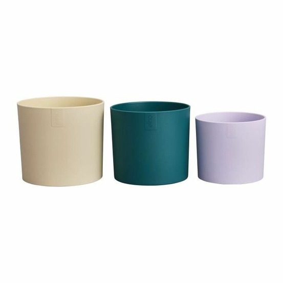 Pots de fleur 14 cm blanc vert violet 14 x 13.8 x hauteur 12 cm - intérieur 100% recyclé