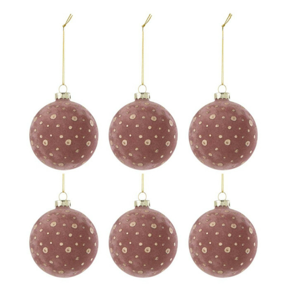 Lot de 6 boules de noël velours 