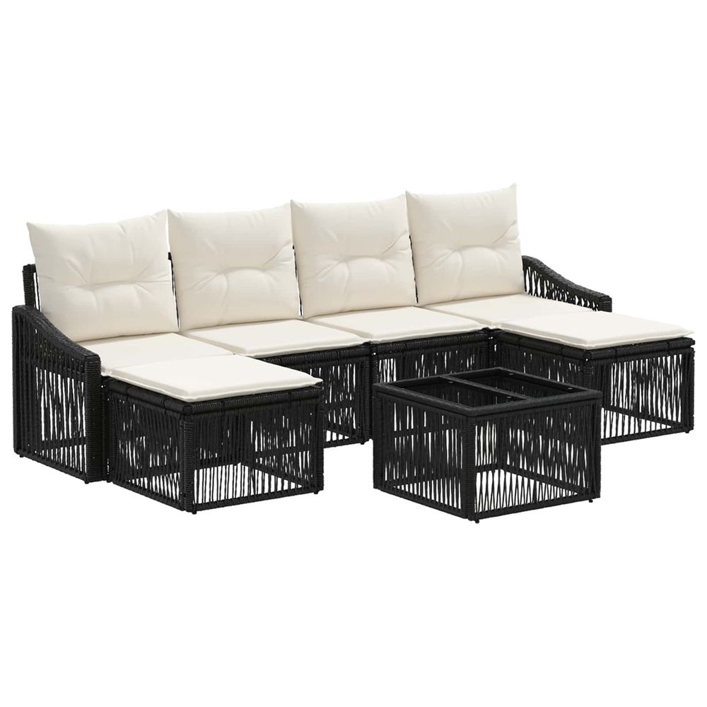 Ensemble de canapé de jardin 7 pc noir polyrotin