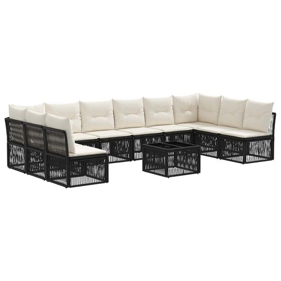 Ensemble de canapé de jardin 11 pc noir polyrotin