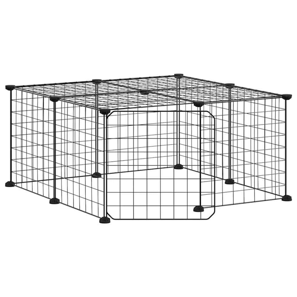 Cage animaux de compagnie à 12 panneaux et porte 35 x 35 cm noir