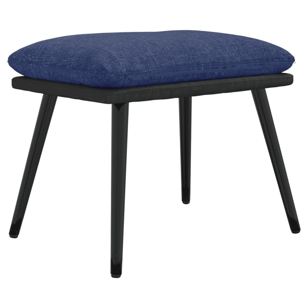 Repose-pied bleu 45x29,5x35 cm tissu et similicuir