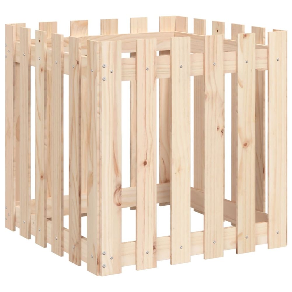 Jardinière avec design de clôture 60x60x60 cm pin massif