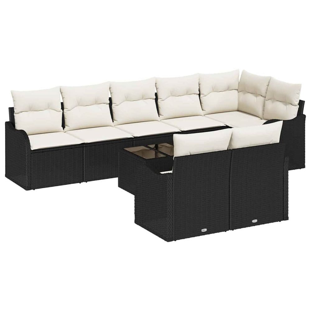 Ensemble de canapé de jardin 9 pc noir et blanc polyrotin