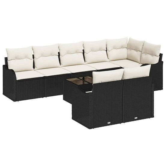 Ensemble de canapé de jardin 9 pc noir et blanc polyrotin