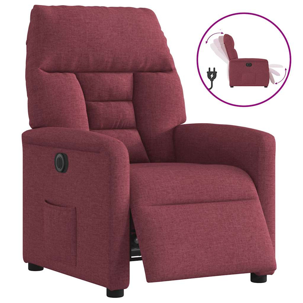 Fauteuil inclinable électrique rouge bordeaux tissu