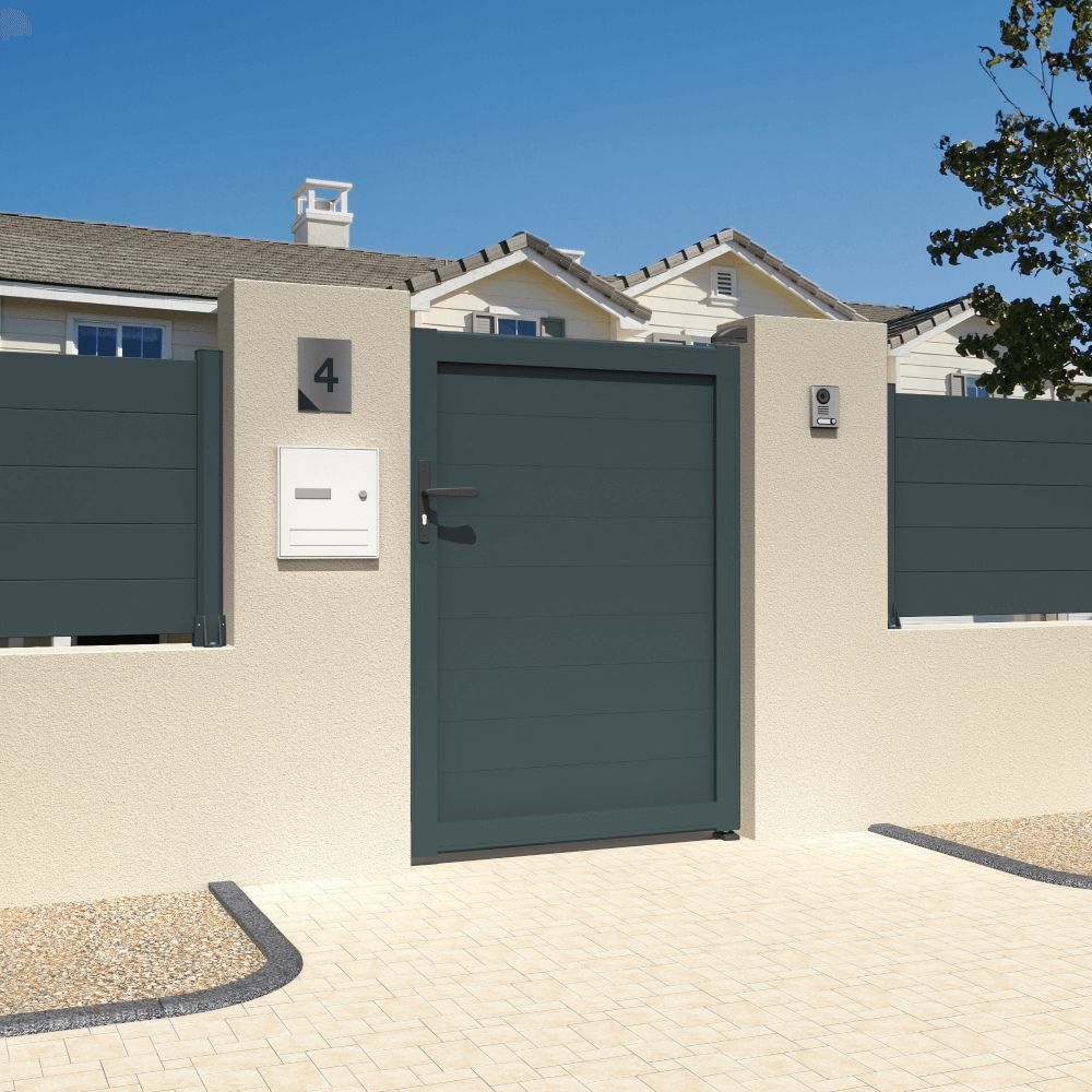 Portillon plein l 1000 x h 1715 mm (gris anthracite stucturé ral7016st)