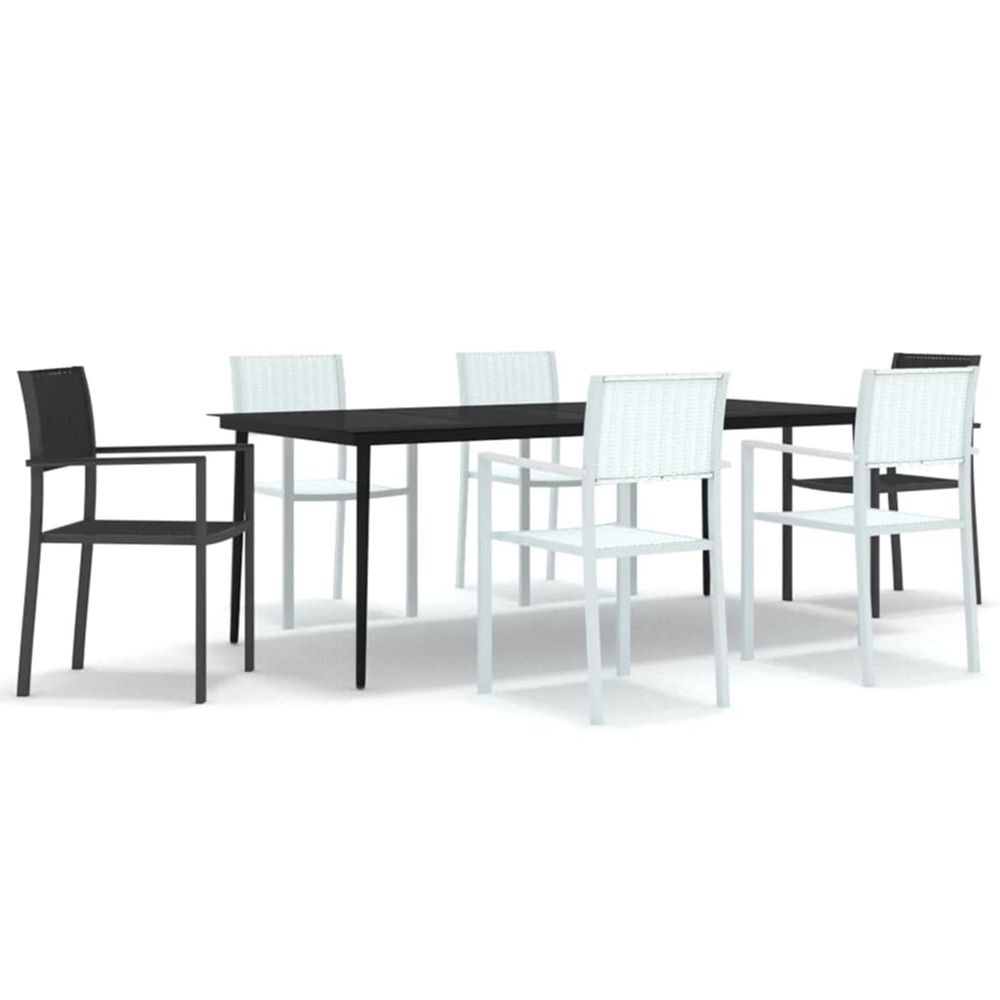 Ensemble à manger de jardin 7 pcs noir et blanc