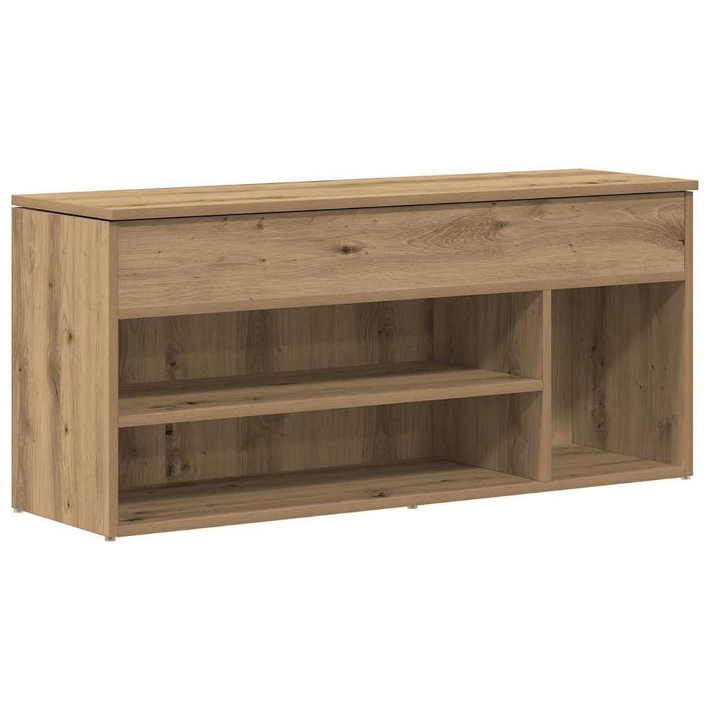 Banc à chaussures chêne artisanal 102x30,5x45cm bois ingénierie