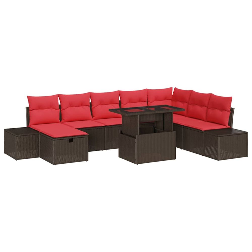 Ensemble de canapé de jardin 9 pc polyrotin