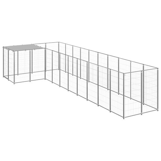 Grand chenil extérieur pour chien en acier jardin avec toit de protection 7,26 m²