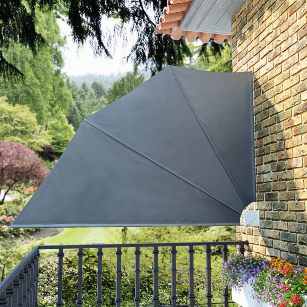 Auvent latéral pliable de balcon gris 160 x 240 cm