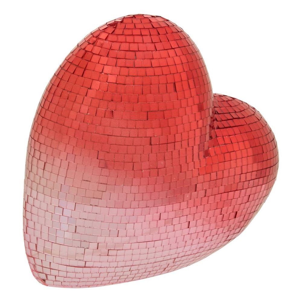 Cœur de noël disco rouge et rose h. 17 cm