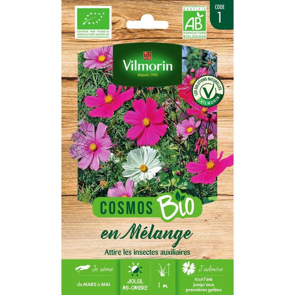 Sachet graines cosmos en mélange bio - cosmos bipinnatus