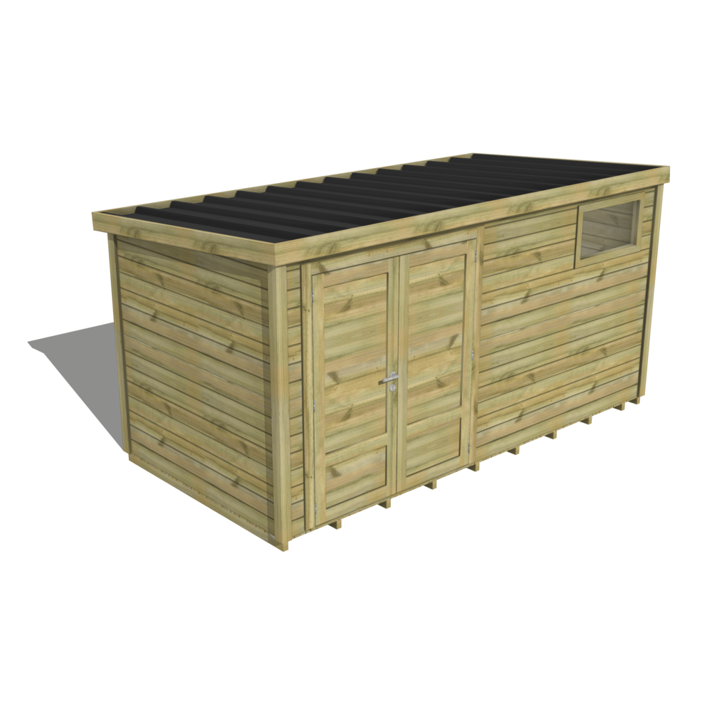 Abri de jardin bois pin traité autoclave 27mm - essentiel - 4,34x2,14m / 9m2 - bac acier - plancher bois