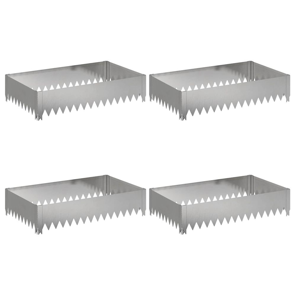 Bordure de pelouse 4 pc 100 x 60 x 20 cm acier argenté