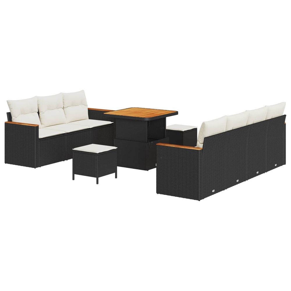 Ensemble de canapé de jardin 10 pc noir polyrotin