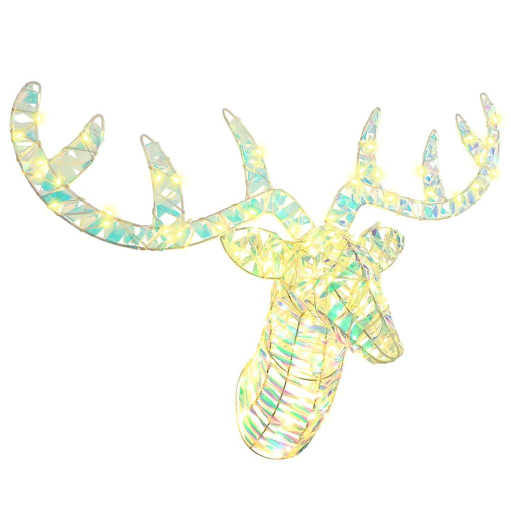 Traîneau tiré par un renne blanc chaud 68 x 36.5 x 62.5 cm pet