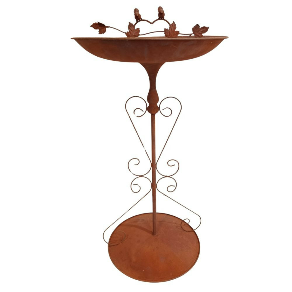 Bain d'oiseaux sur pied en métal rouillé ø.47 x ht.90 cm