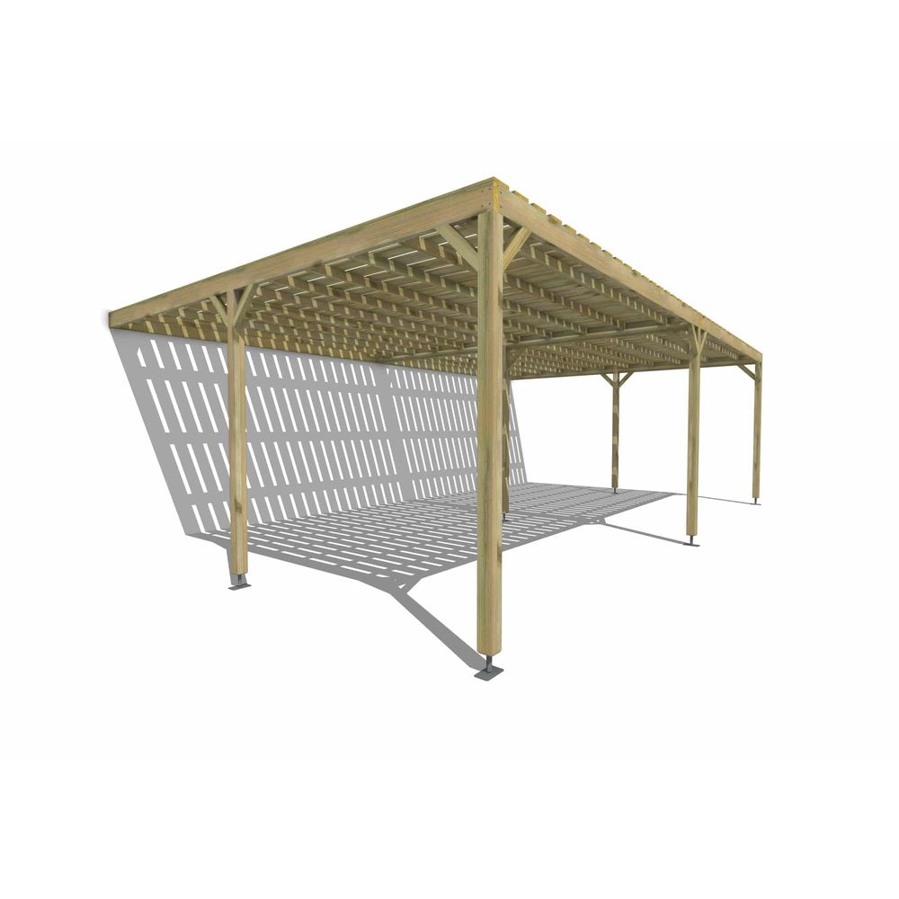 Pergola bois • 8m x 5m • adossée • sens largeur • platelage bois • livraison comprise