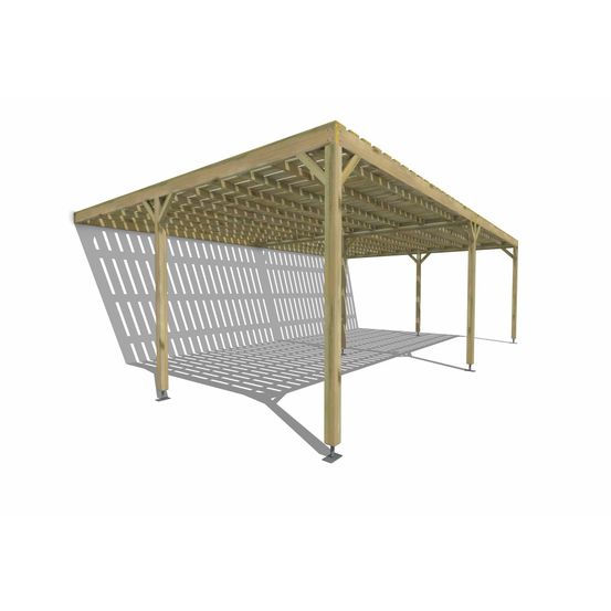 Pergola bois • 8m x 5m • adossée • sens largeur • platelage bois • livraison comprise