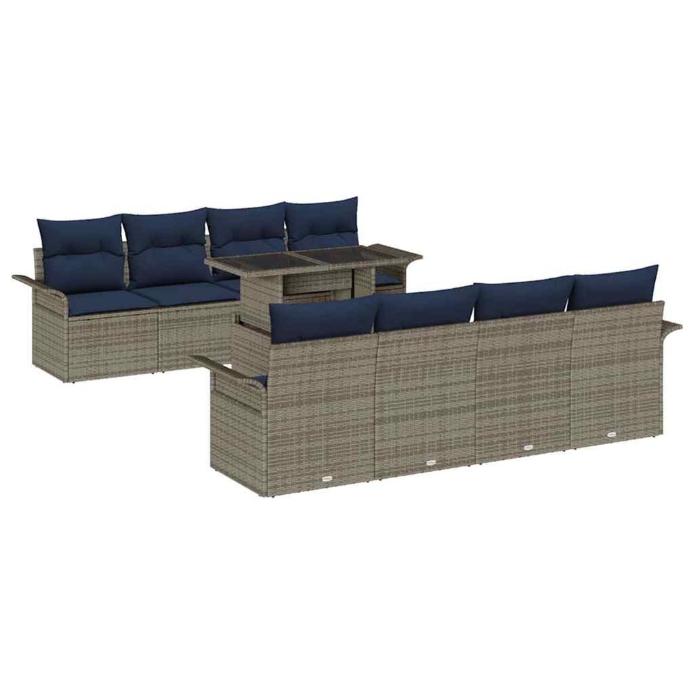 Ensemble de canapé de jardin 8 pc gris polyrotin