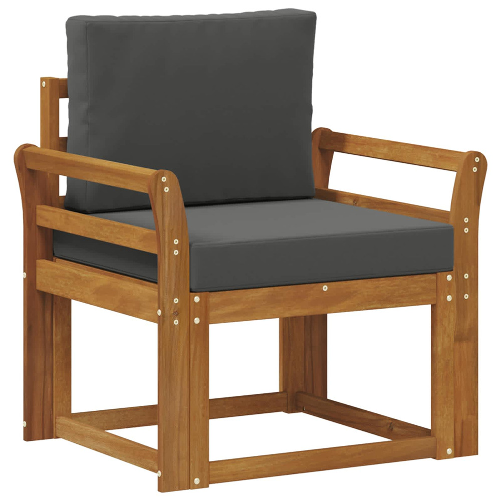 Canapé d’extérieur bois d'acacia massif et polyester naturel