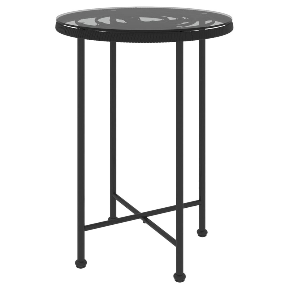 Table de salle à manger noir ø55 cm verre trempé et acier