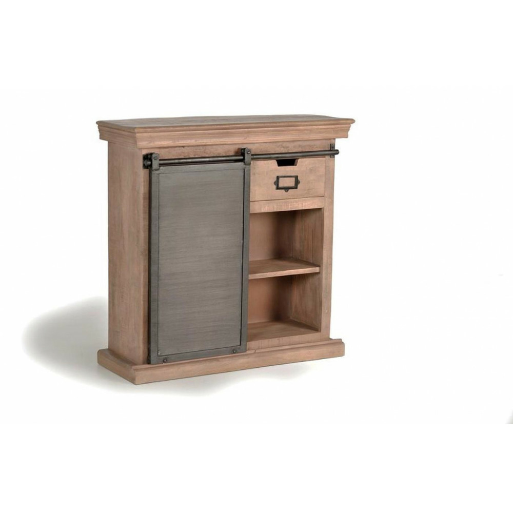 Buffet 2 tiroirs bois-fer marron - ildéa décoration d'autrefois