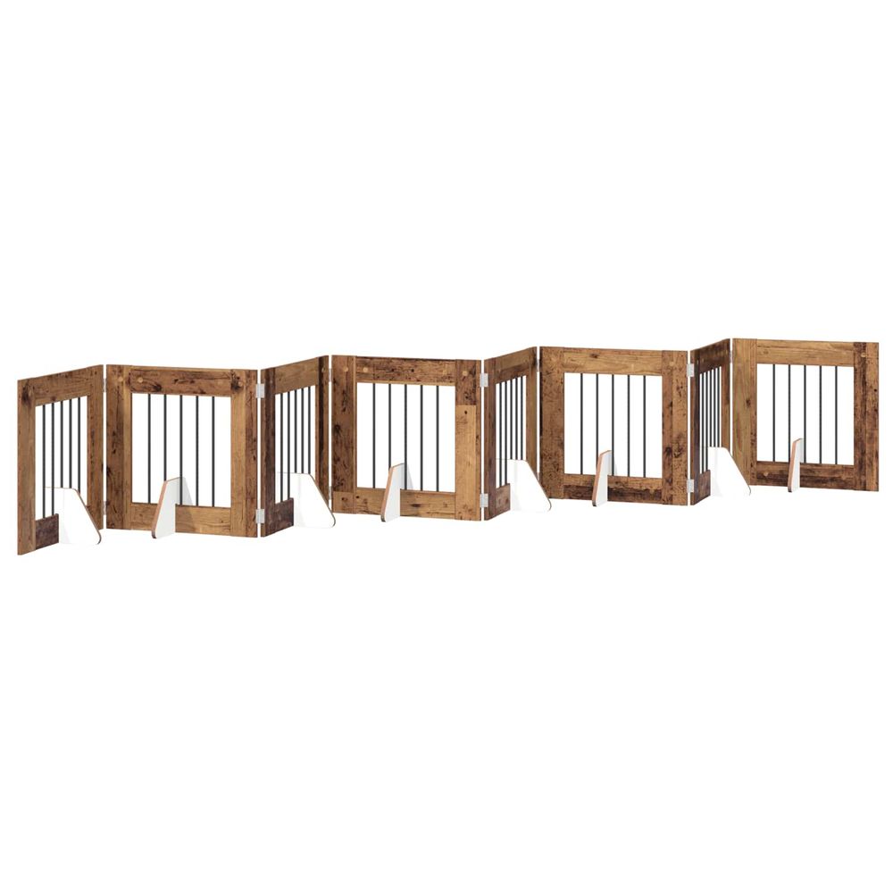 Porte de chien pliable avec supports 8 pc bois ancien 60 cm