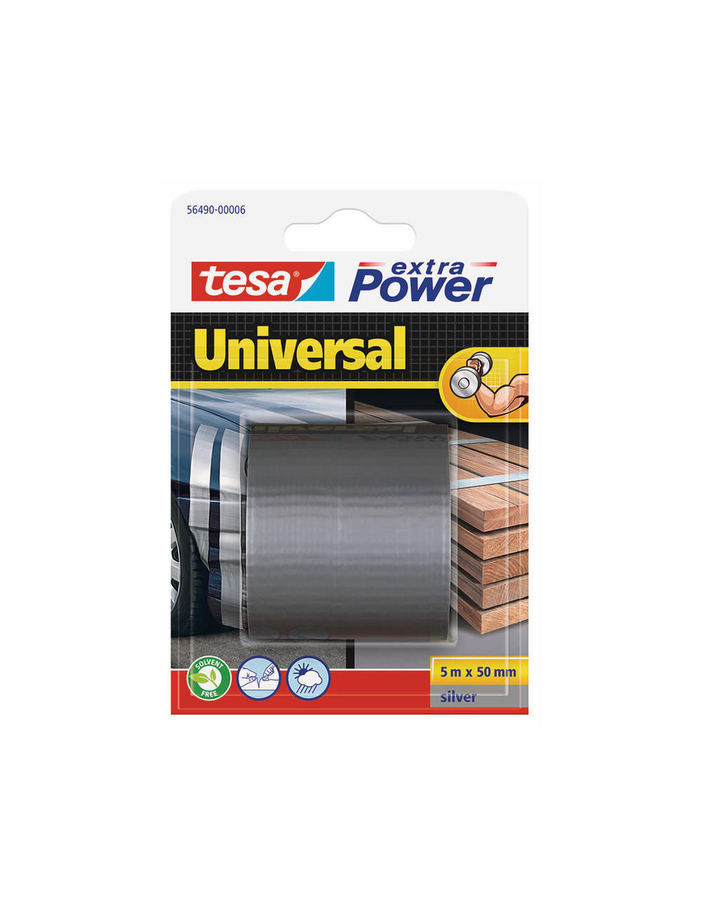 Adhésif toile multi-usages extra power gris 5m x 50mm - tesa