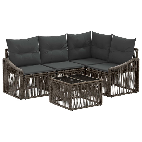 Ensemble de canapé de jardin 5 pcs gris polyrotin